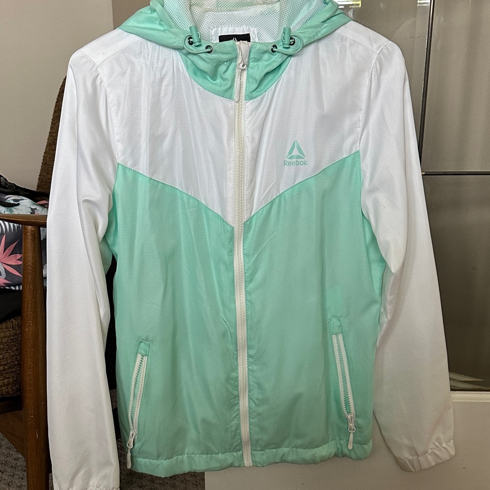 Reebok Aqua and White Windbreaker